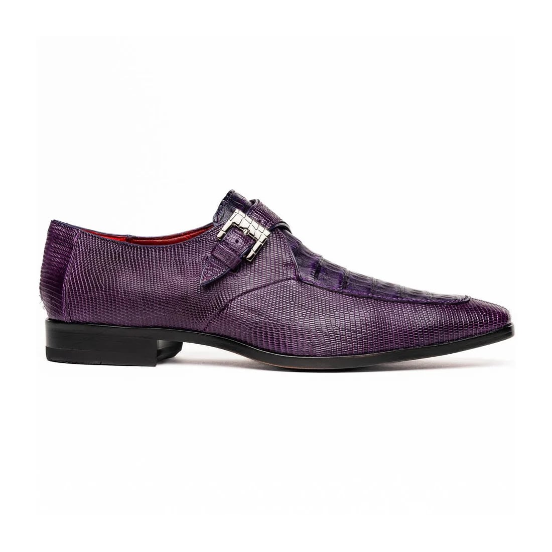 Marco Di Milano Toluca Purple Monk Strap Lizard & Crocodile Shoes