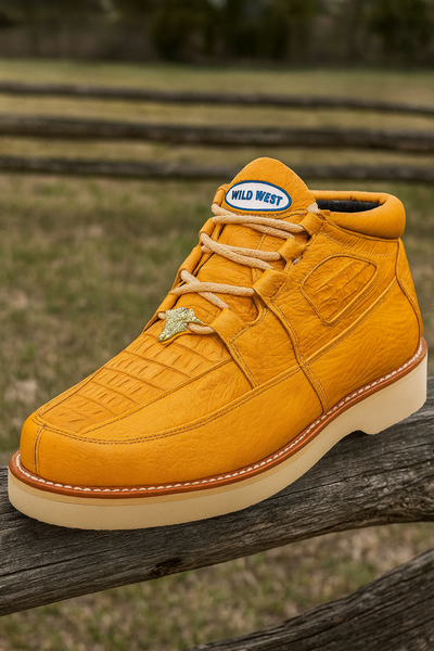 Men's Wild West Boots Caiman and Smooth Ostrich Skin Shoe 2ZA052802 9 2ZA052802-060  - from alligatorwarehouse.com