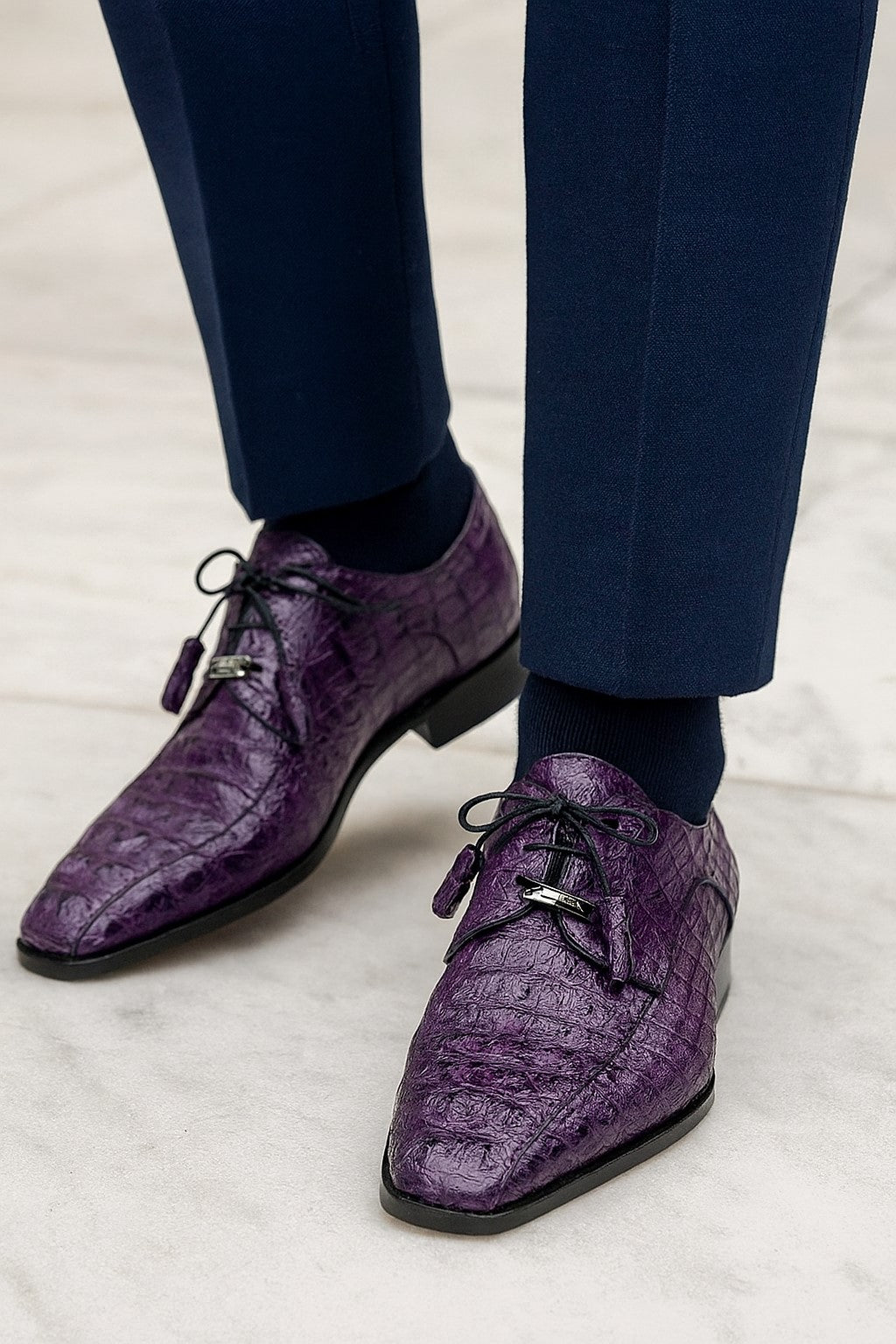 Marco Di Milano Tulum Purple Exotic Crocodile Derby Oxfords