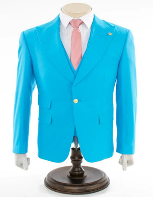 Turquoise 3-Piece Slim-Fit Suit