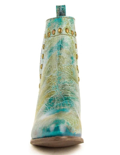 Ferrini Women's Stella Round Toe Ankle Boots Handcrafted - Turquoise 3 61014-50-060-B  - from alligatorwarehouse.com