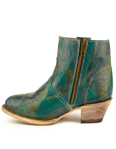 Ferrini Women's Fringe Round Toe Ankle Boots Handcrafted - Turquoise 4 61011-50-060-B  - from alligatorwarehouse.com