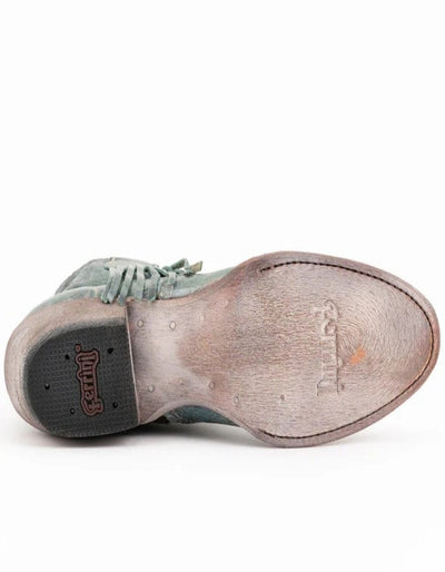 Ferrini Women's Fringe Round Toe Ankle Boots Handcrafted - Turquoise 7 61011-50-060-B  - from alligatorwarehouse.com