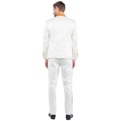 New Paisely Skinny Fit Tuxedo Double-Breasted By Tazio, Ivory & Rustic Orange 4   - from alligatorwarehouse.com