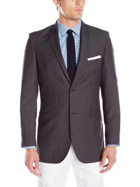 Men's 2 Button Charcoal Featherbone Micro Tech Slim Fit Suit Jacket