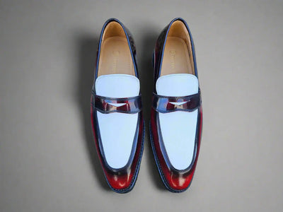 Two Tone Patent Leather Penny Loafer 1 KS480-102PTBURGWHITE75  - from alligatorwarehouse.com