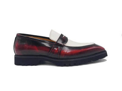 Two Tone Patent Leather Penny Loafer 3 KS480-102PTBURGWHITE75  - from alligatorwarehouse.com
