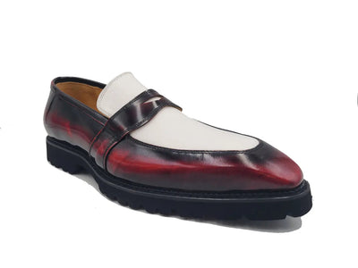 Two Tone Patent Leather Penny Loafer 4 KS480-102PTBURGWHITE75  - from alligatorwarehouse.com