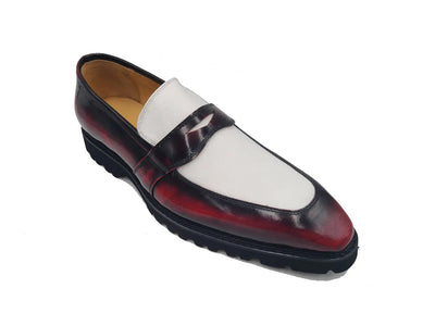 Two Tone Patent Leather Penny Loafer 5 KS480-102PTBURGWHITE75  - from alligatorwarehouse.com