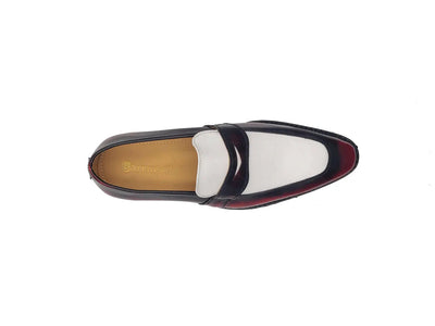 Two Tone Patent Leather Penny Loafer 6 KS480-102PTBURGWHITE75  - from alligatorwarehouse.com