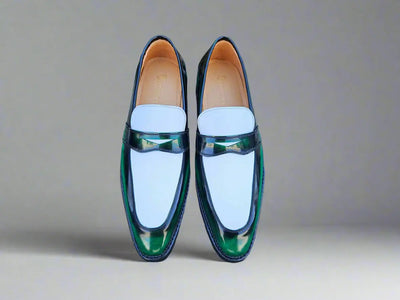 Two Tone Patent Leather Penny Loafer 7 KS480-102PTBURGWHITE75  - from alligatorwarehouse.com