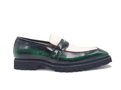 Two Tone Patent Leather Penny Loafer 9 KS480-102PTBURGWHITE75  - from alligatorwarehouse.com