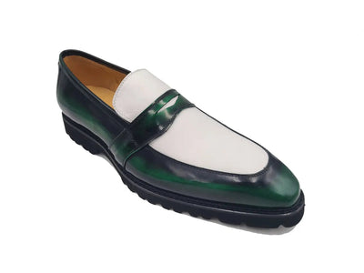 Two Tone Patent Leather Penny Loafer 10 KS480-102PTBURGWHITE75  - from alligatorwarehouse.com