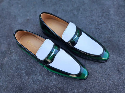 Two Tone Patent Leather Penny Loafer 8 KS480-102PTBURGWHITE75  - from alligatorwarehouse.com