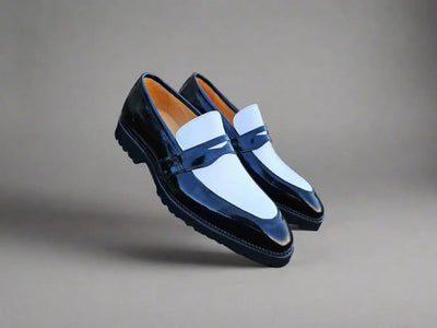 Two Tone Patent Leather Penny Loafer 13 KS480-102PTBURGWHITE75  - from alligatorwarehouse.com