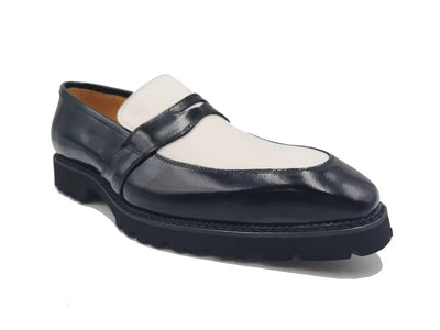 Two Tone Patent Leather Penny Loafer 15 KS480-102PTBURGWHITE75  - from alligatorwarehouse.com