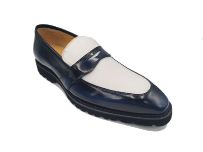 Two Tone Patent Leather Penny Loafer 21 KS480-102PTBURGWHITE75  - from alligatorwarehouse.com