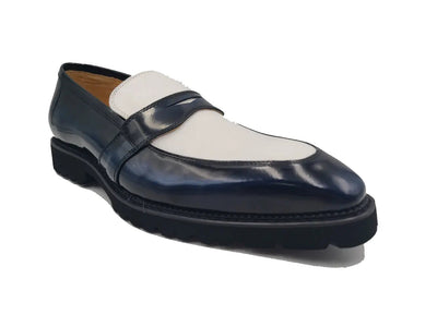 Two Tone Patent Leather Penny Loafer 22 KS480-102PTBURGWHITE75  - from alligatorwarehouse.com
