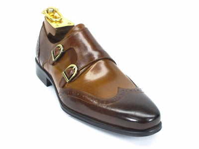 Two Tone Wingtip Double Monk Strap 1 KS099-303TBROWNCOGNAC75  - from alligatorwarehouse.com