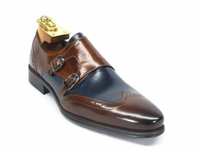 Two Tone Wingtip Double Monk Strap 2 KS099-303TBROWNCOGNAC75  - from alligatorwarehouse.com