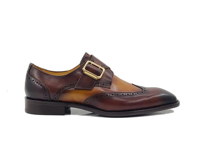 Two Tone Wingtip Monk Strap 2 KS509-30TBROWNTAN14  - from alligatorwarehouse.com