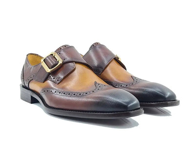 Two Tone Wingtip Monk Strap 1 KS509-30TBROWNTAN14  - from alligatorwarehouse.com