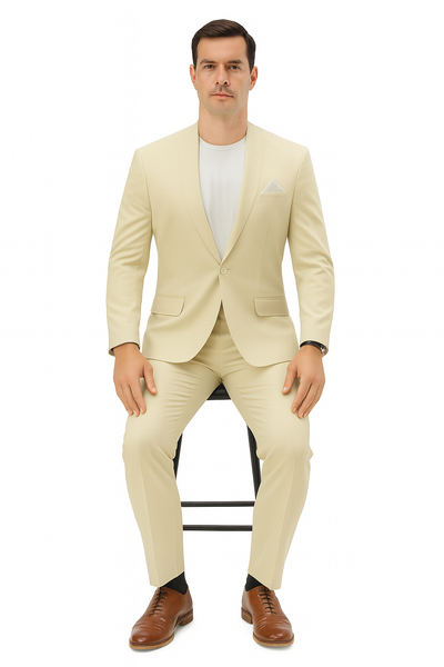 Mens Two Piece Linen Suit Relaxed Hybrid Fit No Collar 4   - from alligatorwarehouse.com