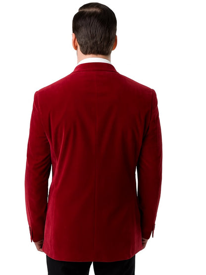 Men's Two Button Classic Velvet Blazer In Red