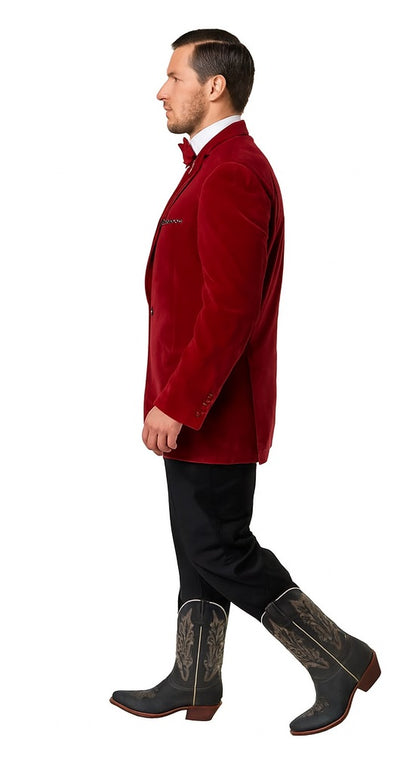 Men's Two Button Classic Velvet Blazer In Red 11   - from alligatorwarehouse.com