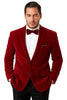 Men's Two Button Classic Velvet Blazer In Red 5   - from alligatorwarehouse.com