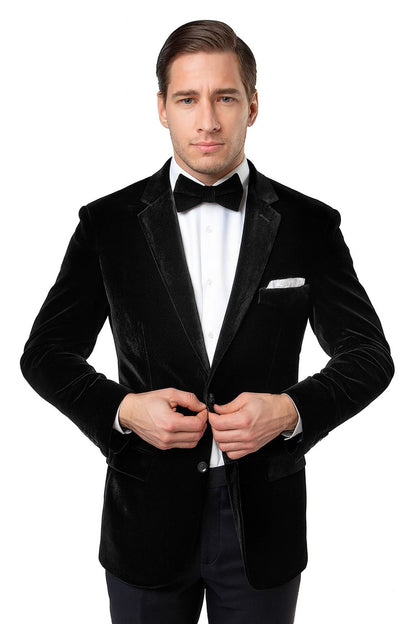 Men's Two Button Classic Velvet Blazer In Red