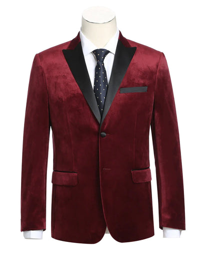 Mens Classic Velvet Tuxedo Dinner Jacket in Dark Burgundy 1 M7-5307  - from alligatorwarehouse.com