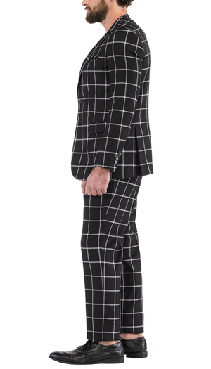 Harvy Black Mens 2 Button Slim Notch Lapel Suit