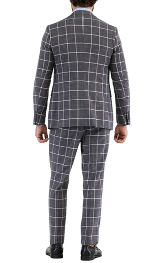 Harvy Grey Mens 2 Button Slim Notch Lapel Suit