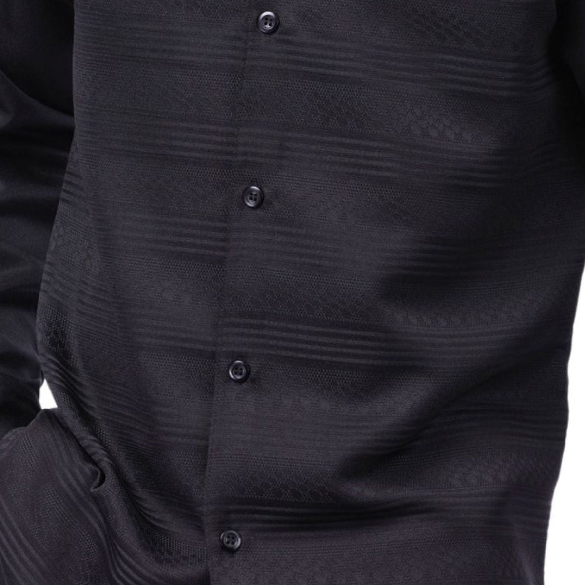 Black Tone-on-Tone Long Sleeve 2-Piece Walking Suit by Montique