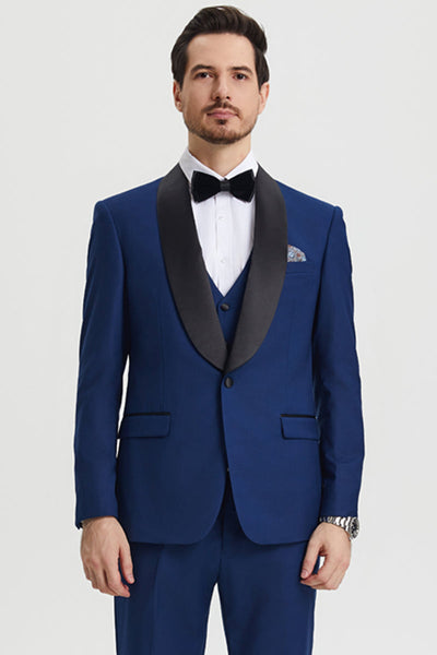 Men's Stacy Adams Vested One Button Shawl Lapel Designer Tuxedo in Indigo Blue 1 SMT282H1-05-34R-B  - from alligatorwarehouse.com