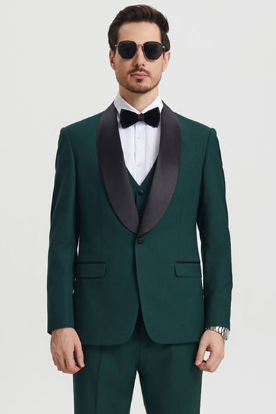 Men's Stacy Adams Vested One Button Shawl Lapel Designer Tuxedo in Hunter Green 1 SMT282H1-11-34R-B  - from alligatorwarehouse.com