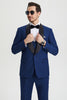 Men's Stacy Adams Vested One Button Shawl Lapel Designer Tuxedo in Indigo Blue 5 SMT282H1-05-34R-B  - from alligatorwarehouse.com