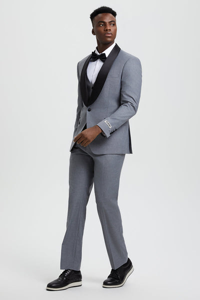 Men's Stacy Adams Vested One Button Shawl Lapel Designer Tuxedo in Grey 4 SMT282H1-09-34R-B  - from alligatorwarehouse.com