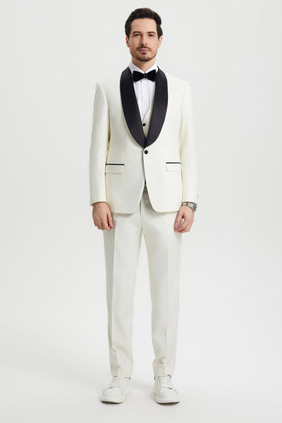 Men's Stacy Adams Vested One Button Shawl Lapel Designer Tuxedo in Ivory 3 SMT282H1-14-34R-B  - from alligatorwarehouse.com