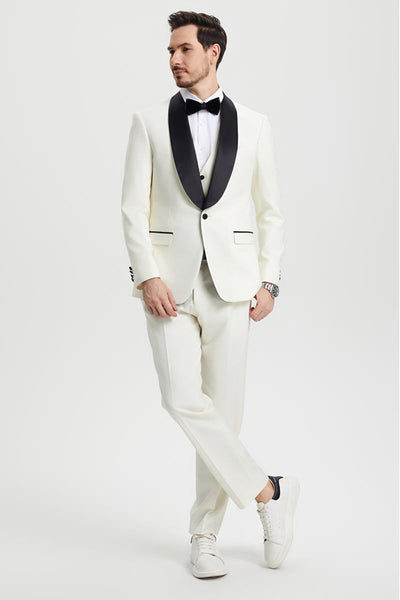 Men's Stacy Adams Vested One Button Shawl Lapel Designer Tuxedo in Ivory 2 SMT282H1-14-34R-B  - from alligatorwarehouse.com