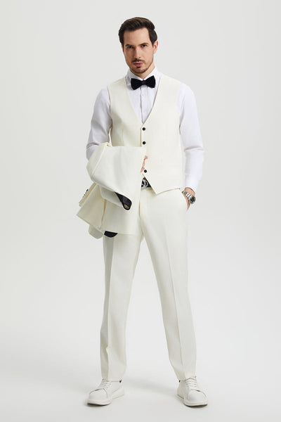 Men's Stacy Adams Vested One Button Shawl Lapel Designer Tuxedo in Ivory 7 SMT282H1-14-34R-B  - from alligatorwarehouse.com