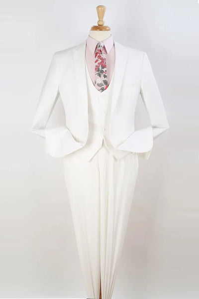 White Wedding Suit For Men - Perfect For Groom - Mens One Button Slim Fit Vested Peak Lapel Skinny Suit In White 1   - from alligatorwarehouse.com