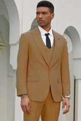 Tan Suits For Wedding - Tan Groomsmen Suits - Tan Double Breasted Tuxedo