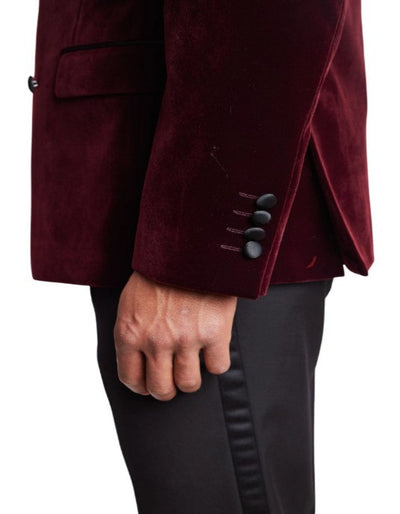Double Breasted Tuxedo - Velvet Dinner Jacket with Pants in Color Maroon 5   - from alligatorwarehouse.com