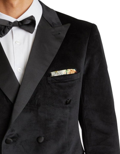 Double Breasted Tuxedo - Velvet Dinner Jacket with Pants in Color Black 3   - from alligatorwarehouse.com