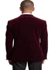 Double Breasted Tuxedo - Velvet Dinner Jacket with Pants in Color Maroon