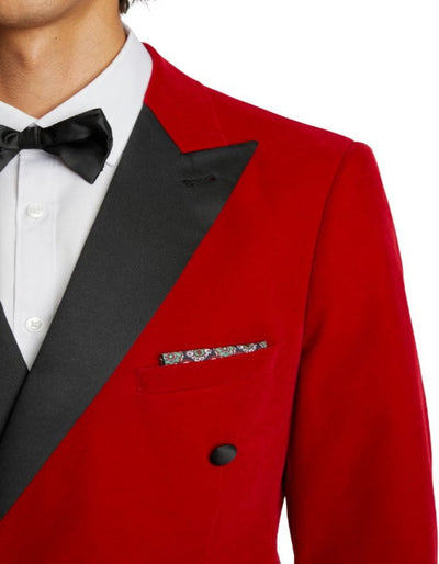 Double Breasted Tuxedo - Velvet Dinner Jacket with Pants in Color Red 5   - from alligatorwarehouse.com