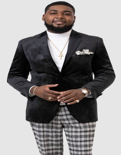 Paisley Blazer - Prom Tuxedo Dinner Jacket - Velvet Sport Jacket in Color Black 1   - from alligatorwarehouse.com