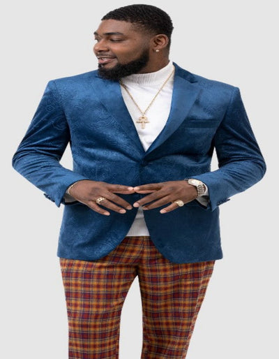 Paisley Blazer - Prom Tuxedo Dinner Jacket - Velvet Sport Jacket in Color Blue 1   - from alligatorwarehouse.com
